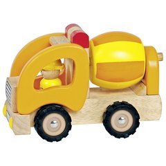 Машинка дерев'яна goki Бетонозмішувач жовтий 55926G фото