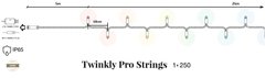 Twinkly Pro Smart LED Гирлянда Twinkly Pro Strings AWW 250, одинарная линия, IP65, AWG22 PVC, прозрачный TW-PLC-S-CA-1X250GOP-T фото