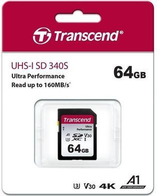 Transcend Карта памяти SD 64GB C10 UHS-I U3 R160/W50MB/s 4K TS64GSDC340S фото