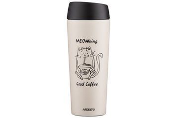 ARDESTO Термокухоль Coffee Time Meowning 450 мл, нержавіюча сталь, бежевий AR2645WC фото
