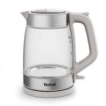 Tefal Електрочайник Glass Kettle 1.7л, скло, з підсвіткою, сріблясто-сірий KI605B30 фото