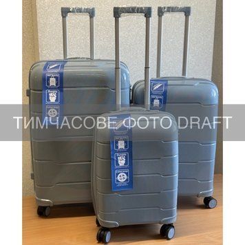 Набор чемоданов 2E, M6910, полипропилен, (L+M+S), молния anti theft, 4 колеса, кодовий замок, голубой 2E-PP-M6910-SET3-LB фото
