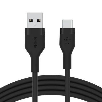 Belkin Кабель USB-A > USB-C заряджання/синхронізації 3м, 60Вт, Type-C, силіконовий з кліпсою, чорний CAB008BT3MBK фото