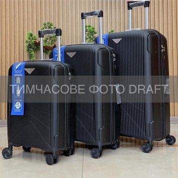 Набор чемоданов 2E, M7978, полипропилен, (L+M+S), молния anti theft, 4 колеса, кодовий замок, чёрный 2E-PP-M7978-SET3-BK фото