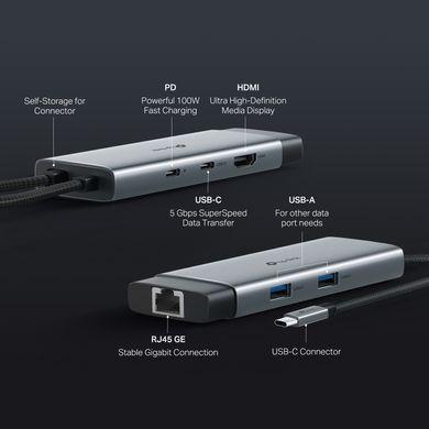 TP-Link Хаб USB UH6120C USB-A > 2xUSB3.0/1xUSB-C/1xHDMI/1xRJ-45/1xPD 100Wh UH6120C фото