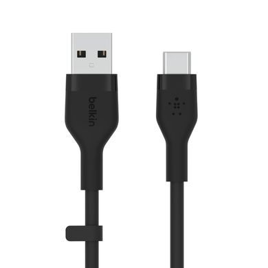 Belkin Кабель USB-A > USB-C заряджання/синхронізації 3м, 60Вт, Type-C, силіконовий з кліпсою, чорний CAB008BT3MBK фото