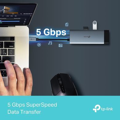 TP-Link Хаб USB UH6120C USB-A > 2xUSB3.0/1xUSB-C/1xHDMI/1xRJ-45/1xPD 100Wh UH6120C фото
