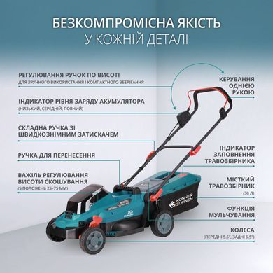 K&ouml;nner & S&ouml;hnen Набор из двух аккумуляторных инструментов KS 33LM-BCT20V-SET 20В газонокосилка KS 33LM-20V и триммер садовый KS BCT-20V акб 1х4А&middot;час ЗП 17.3кг KS33LM-BCT20V-SET фото