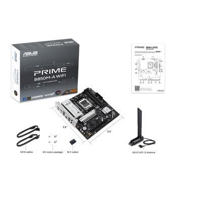 ASUS Материнcкая плата PRIME B850M-A WIFI sAM5 B850 4xDDR5 M.2 HDMI DP WiFi BT mATX 90MB1LN0-M0EAY0 фото