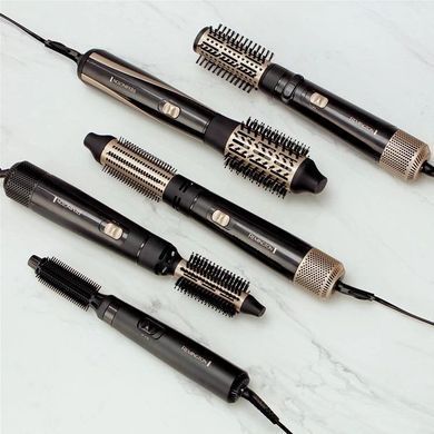Remington Фен-щітка Blow Dry & Style Caring, 1000Вт, 2 режими, іоніз-я, хол. обдув, чохол, кераміка, чорно-золотий AS7500 фото