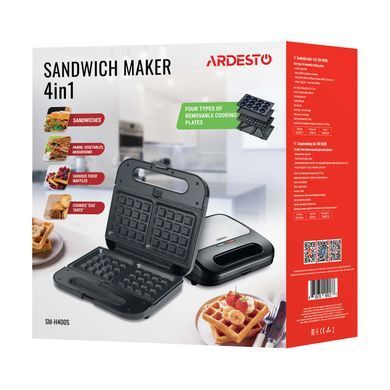 Мультимейкер Ardesto SM-H400S/ 4 сменных плиты/ 700 Вт/черный+металл SM-H400S фото