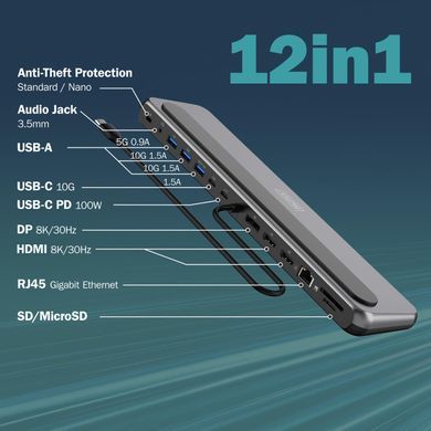 Digitus Док-станція USB-C > 2xHDMI/1xDP/3xUSB-A/USB-C/RJ54/PD/Audio DA-70919 фото