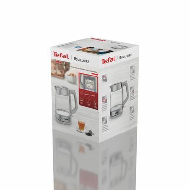 Tefal Електрочайник Glass Kettle 1.7л, скло, з підсвіткою, сріблясто-сірий KI605B30 фото