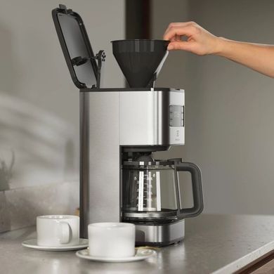 Electrolux Кофеварка капельная, 1.375л, молотый, дисплей, программируемый таймер, нерж E5CM1-6ST фото