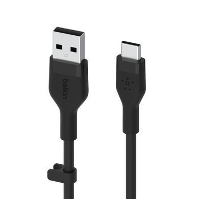Belkin Кабель USB-A > USB-C заряджання/синхронізації 3м, 60Вт, Type-C, силіконовий з кліпсою, чорний CAB008BT3MBK фото