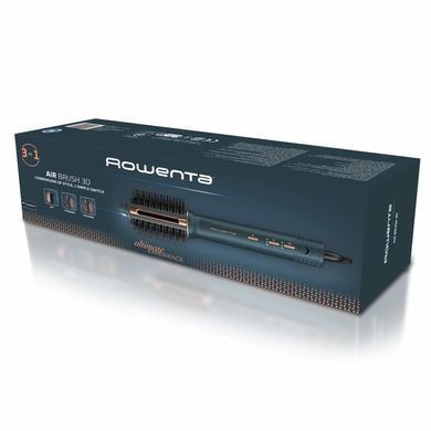 Rowenta Фен-щітка Air Brush 3D, 1200Вт, 3 режими, іоніз-я, хол. обдув, функція фену, кераміка, чорно-золотий UB9720E0 фото