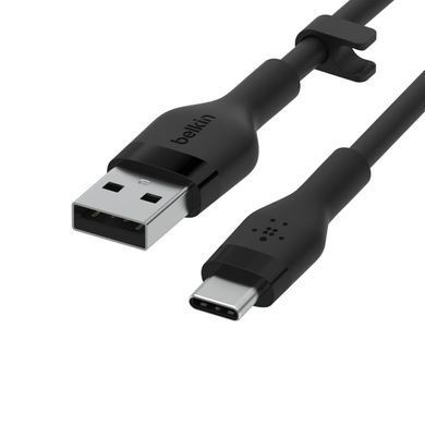 Belkin Кабель USB-A > USB-C заряджання/синхронізації 3м, 60Вт, Type-C, силіконовий з кліпсою, чорний CAB008BT3MBK фото