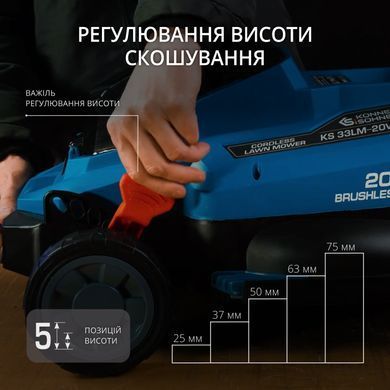 K&ouml;nner & S&ouml;hnen Набор из двух аккумуляторных инструментов KS 33LM-BCT20V-SET 20В газонокосилка KS 33LM-20V и триммер садовый KS BCT-20V акб 1х4А&middot;час ЗП 17.3кг KS33LM-BCT20V-SET фото