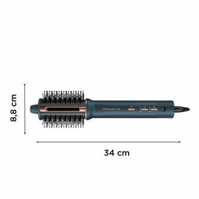 Rowenta Фен-щітка Air Brush 3D, 1200Вт, 3 режими, іоніз-я, хол. обдув, функція фену, кераміка, чорно-золотий UB9720E0 фото