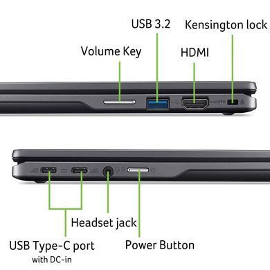 Acer Ноутбук Chromebook Plus Spin 514 CP514-4HN 14" WUXGA IPS Touch, Intel 3-100U, 8GB, F256GB, UMA, ChromeOS, серый NX.KYQEU.001 фото