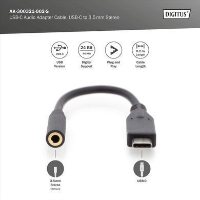 Digitus Адаптер USB-C >3.5mm audio stereo AK-300321-002-S фото