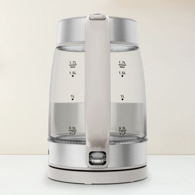 Tefal Електрочайник Glass Kettle 1.7л, скло, з підсвіткою, сріблясто-сірий KI605B30 фото