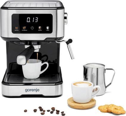 Gorenje Кофеварка рожковая 1.5л, молотый, ручной капучинатор, нерж ESCM15CD фото