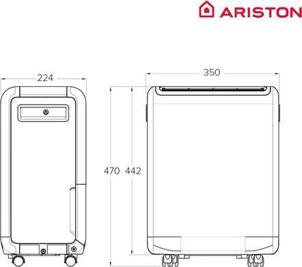 Ariston Осушувач повітря Ariston Deos EVO 12, 12л.на добу, 35м.кв , 130м3/год, 210Вт, ел.кер-ня, дисплей, таймер, авто вимк., білий