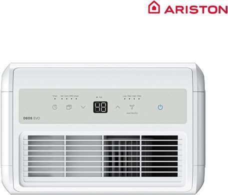 Ariston Осушувач повітря Ariston Deos EVO 12, 12л.на добу, 35м.кв , 130м3/год, 210Вт, ел.кер-ня, дисплей, таймер, авто вимк., білий