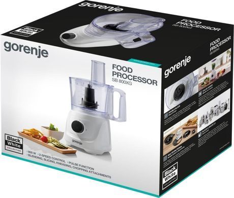 Gorenje Кухонная машина 800Вт, чаша-пластик, корпус-металл/пластик, насадок-6, белый SB800XG фото