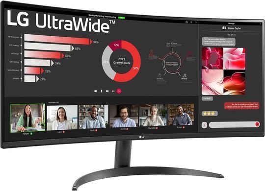 LG Монитор 34" 34WR50QK-B 2xHDMI, DP, Audio, VA, 3440x1440, 21:9, 100Hz, sRGB 99%, CURVED, FreeSync, HDR10 34WR50QK-B фото