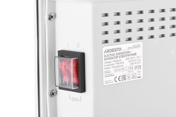 Конвектор электрический Ardesto CHB-2000MWPD 2000 Вт, 20 м2, открытый нагрев. элемент, IP20, мех. упр-ние, сушка, белый с узором CHB-2000MWPD фото