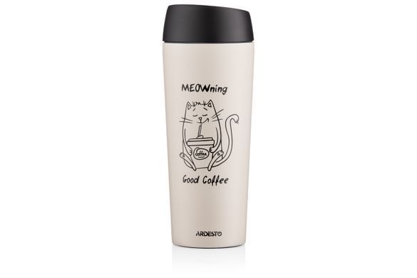 ARDESTO Термочашка Coffee Time Meowning 450 мл, нержавеющая сталь, бежевый AR2645WC фото