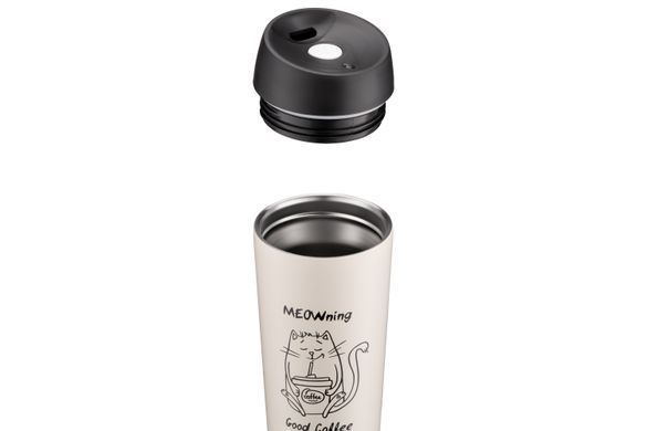 ARDESTO Термочашка Coffee Time Meowning 450 мл, нержавеющая сталь, бежевый AR2645WC фото