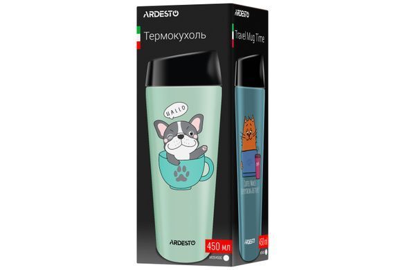 ARDESTO Термочашка Coffee Time Meowning 450 мл, нержавеющая сталь, бежевый AR2645WC фото