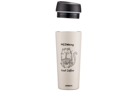 ARDESTO Термочашка Coffee Time Meowning 450 мл, нержавеющая сталь, бежевый AR2645WC фото
