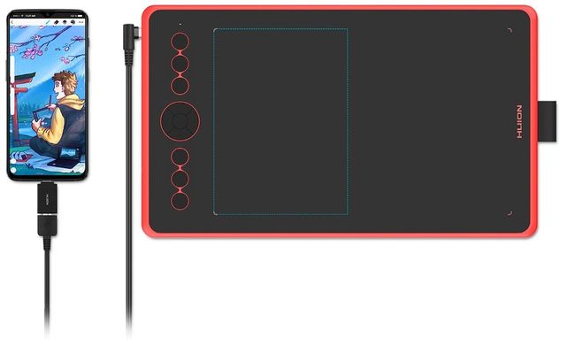 Huion Графічний планшет Huion Inspiroy Ink H320M, Coral red H320MCR фото