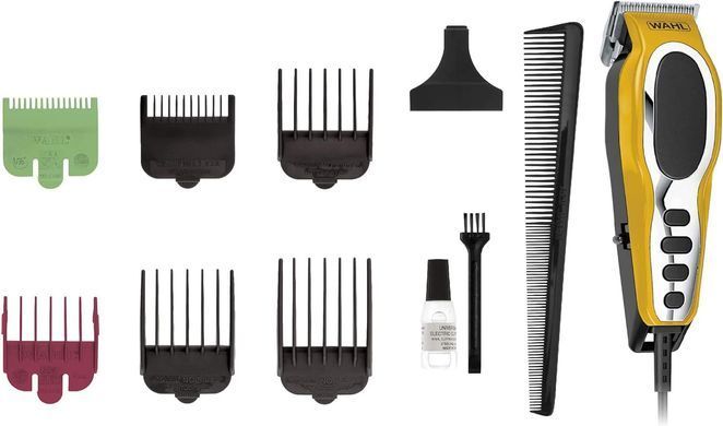 Moser WAHL hair clipper Close Cut Pro Clipper, network, vibration motor, nozzles-6, steel, case, yellow 79111-1616 фото