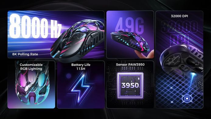 GravaStar Миша Mercury X Pro, 8K, BT/WL/USB-A, RGB, Neon Graffiti GS_X_PRO_CG_BLK фото