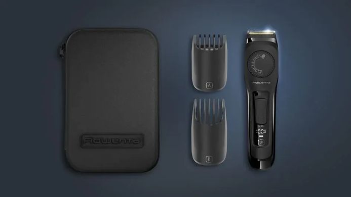 Rowenta Тример Virtuo, для бороди і вусів, мережа+акум., насадок-2, чохол, титан.напил., чорний TN3841F4 фото