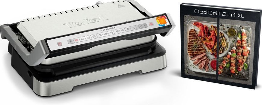 Tefal Гриль прижимной OptiGrill 2in1 XL 2200Вт, темп. режимов-4, съёмные пластины, металл GC782D30 фото