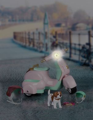 Транспорт для кукол LORI Скутер с коляской и собачкой LO37034Z фото