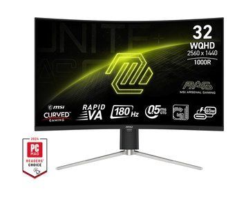 MSI Монітор MSI 31.5" 325CQRF-QD-E2 2xHDMI, DP, USB-C, 2xUSB, VA, 2560x1440, 180Hz, 0.5ms, sRGB 141%, CURVED, AdaptiveSync, HAS 9S6-3DC14H-093 фото