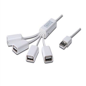Digitus Концентратор 4 порти, "Павук", USB 2.0, пасивний, White DA-70216 фото