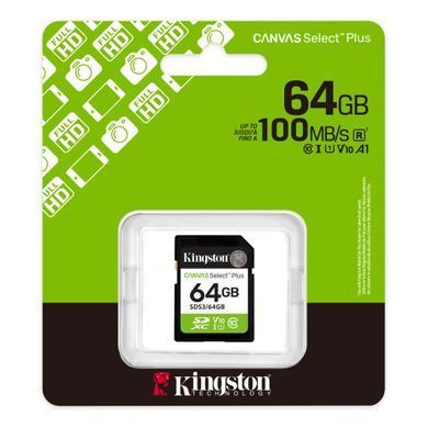 Kingston Карта памяти Kingston SD 64GB C10 UHS-I V10 R100MB/s SDS3/64GB фото