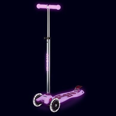 Самокат MICRO серії "Maxi Deluxe Glow LED" &ndash; СЯЙНИСТО-ПУРПУРОВИЙ (до 50 kg, 3-х колісний, світло) MMD367 фото