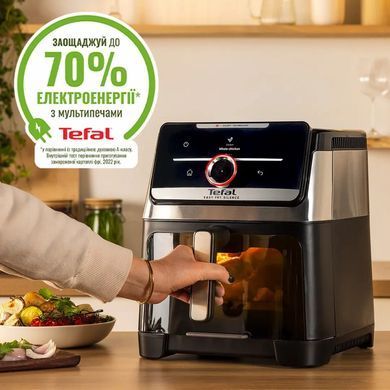 Tefal Мультипіч Tefal Easy Fry Silence XXL Smart Vision, 1800Вт, чаша-7л, сенсорне керув., 55 програм, з віконцем, пластик, нерж. сталь-чорний EY876DE1 фото