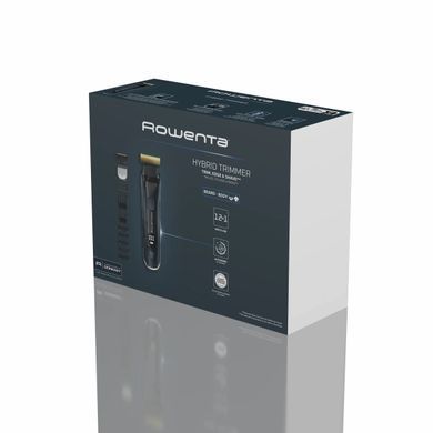 Rowenta Триммер Forever Sharp Ultimate для бороды и усов, акум., насадок-10, 120 мин. работы, дисплей, сталь, синий TN6204E0 фото