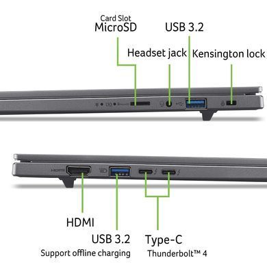 Acer Ноутбук Acer Aspire 16 A16-52M 16" WUXGA+ OLED, Intel U5-226V, 16GB, F1TB, UMA, Lin, сірий NX.JS7EU.002 фото