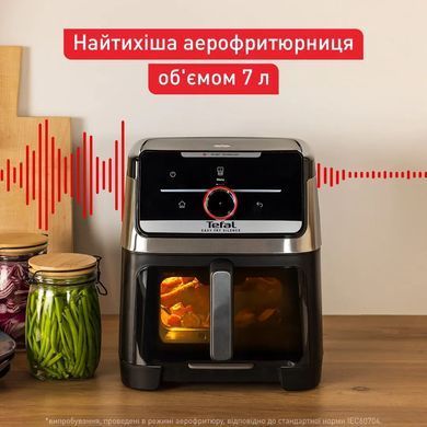 Tefal Мультипіч Tefal Easy Fry Silence XXL Smart Vision, 1800Вт, чаша-7л, сенсорне керув., 55 програм, з віконцем, пластик, нерж. сталь-чорний EY876DE1 фото